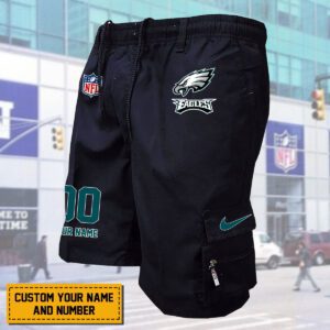 Philadelphia Eagles NFL Personalized Multi pocket Mens Cargo Shorts Outdoor Shorts WMS2125