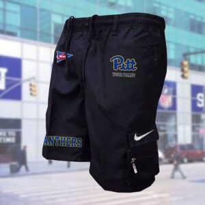 Pittsburgh Panthers NCAA Custom Name Multi-pocket Mens Cargo Shorts Outdoor Shorts WMS1065