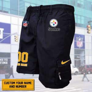 Pittsburgh Steelers NFL Personalized Multi pocket Mens Cargo Shorts Outdoor Shorts WMS2123