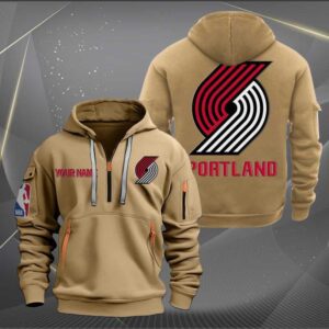 Portland Trail Blazers NBA 2024 Personalized Trending Quarter Zip Hoodie