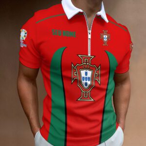 Portugal National Football Team Euro 2024 Zipper Polo Shirt