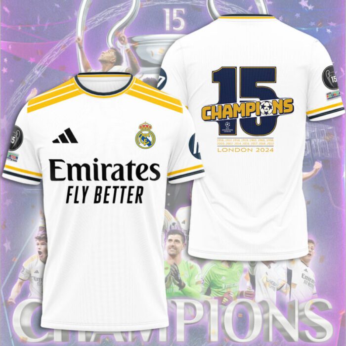 Real Madrid 15th Champions League Winner 2024 Unisex T-Shirt WRM1003