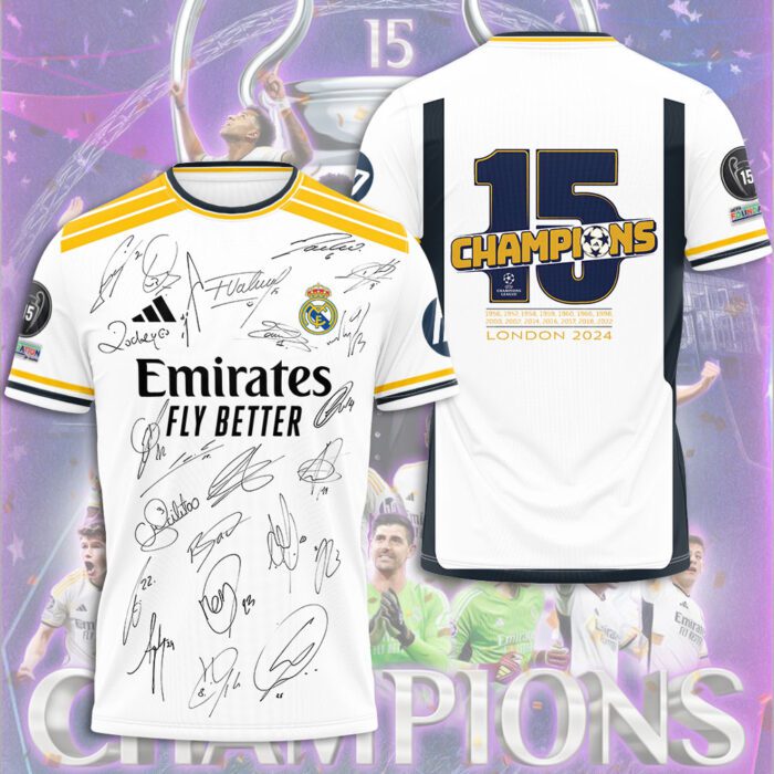 Real Madrid 15th Champions League Winner 2024 Unisex T-Shirt WRM1016