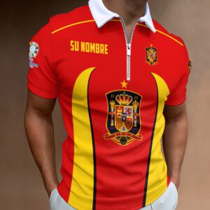 Spain National Football Team Euro 2024 Zipper Polo Shirt
