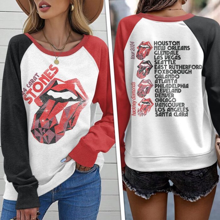 The Rolling Stones Round Neck Raglan Sleeve Sweatshirt GRS1009