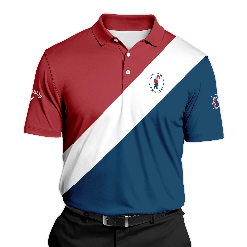 124th U.S. Open Pinehurst Callaway Blue Red White Background Polo Shirt Style Classic PLK1359