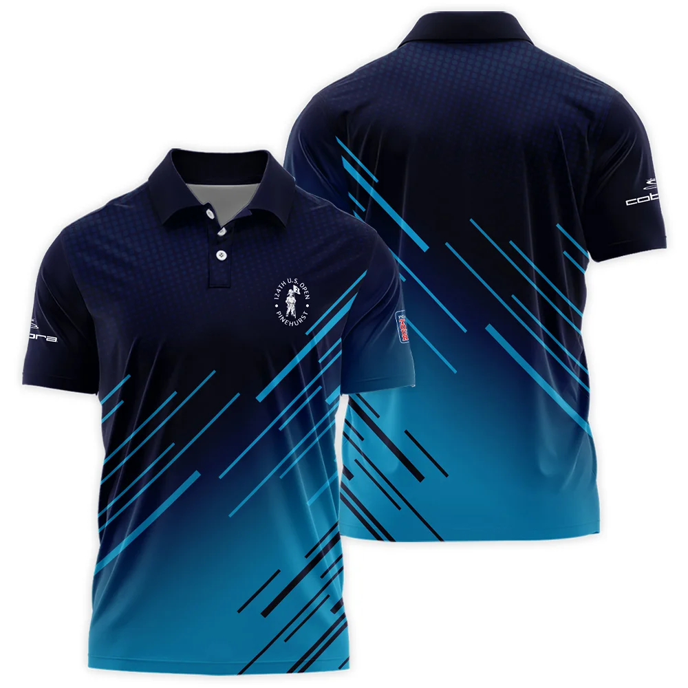 124th U.S. Open Pinehurst Cobra Golf Dark Blue Line Pattern Polo Shirt Style Classic PLK1251