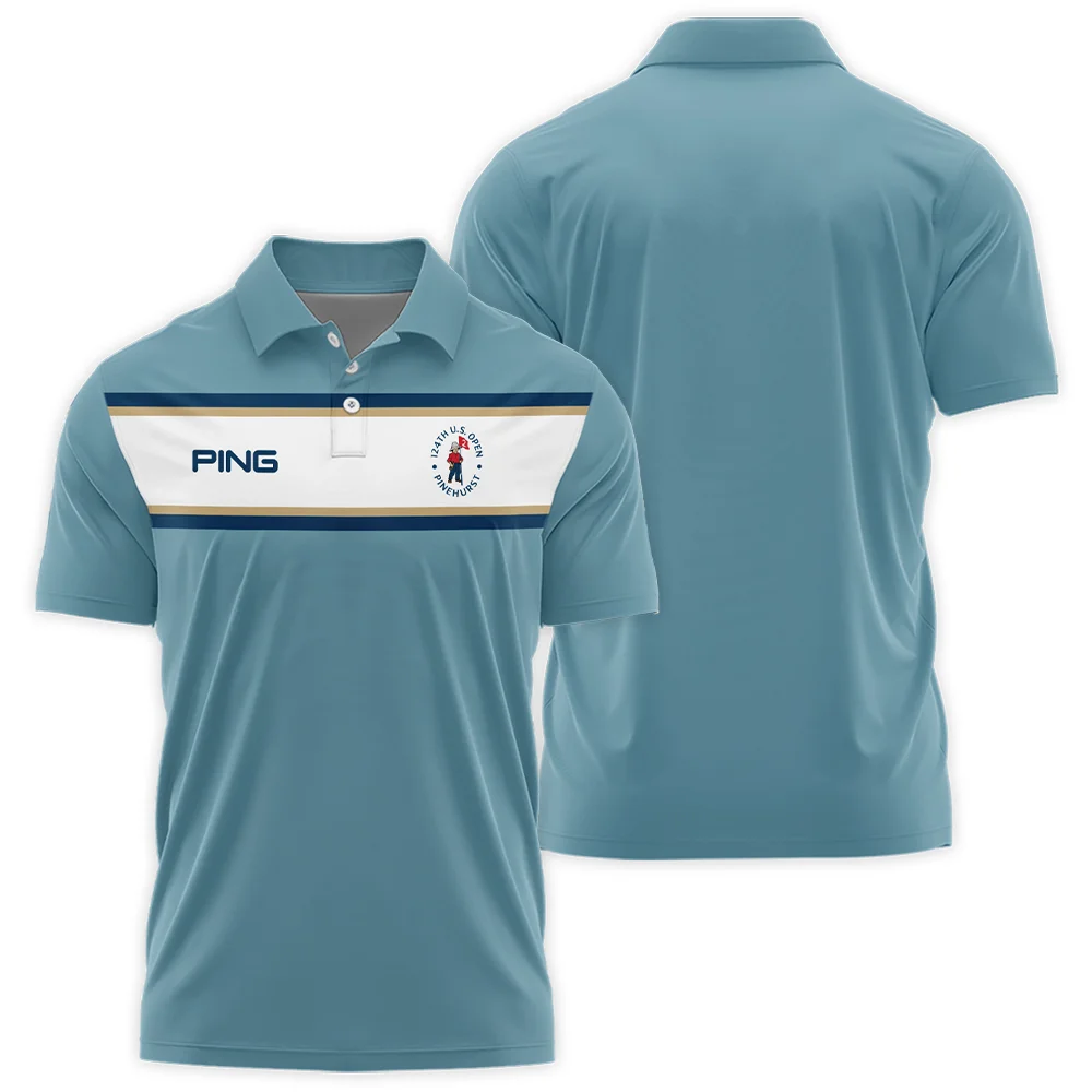 124th U.S. Open Pinehurst Golf Sport Mostly Desaturated Dark Blue Yellow Ping Polo Shirt Style Classic PLK1339