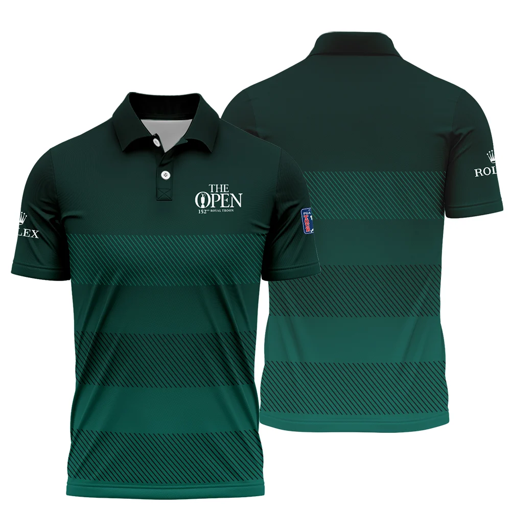 152nd Open Championship Rolex Dark Green Gradient Line Pattern Polo Shirt PLK1144