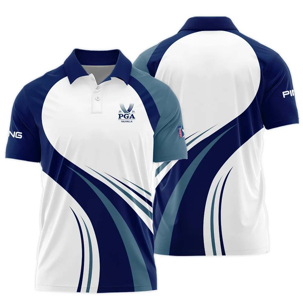 2024 PGA Championship Valhalla Golf Blue Wave Pattern Ping Polo Shirt Style Classic Polo Shirt For Men PLK1563