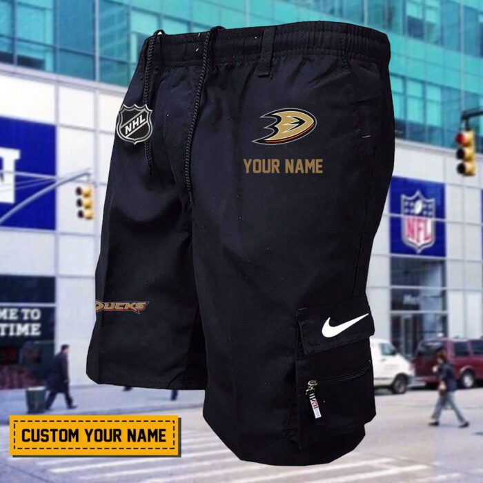 Anaheim Ducks NHL Custom Name Multi pocket Mens Cargo Shorts Outdoor Shorts WNH1002