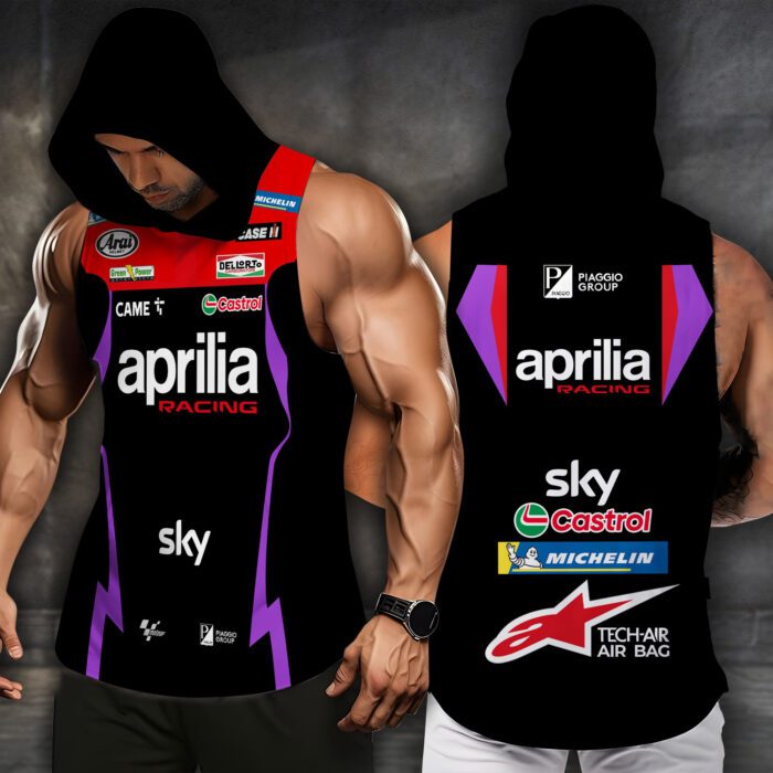 Aprilia Racing Men Workout Hoodie Tank Tops WHT1547