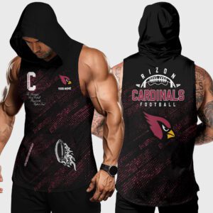 Arizona Cardinals NFL Men Workout Hoodie Tank Tops Custom Name WHT1064