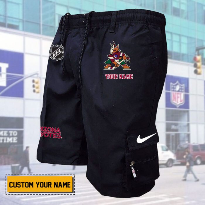 Arizona Coyotes NHL Custom Name Multi pocket Mens Cargo Shorts Outdoor Shorts WNH1003