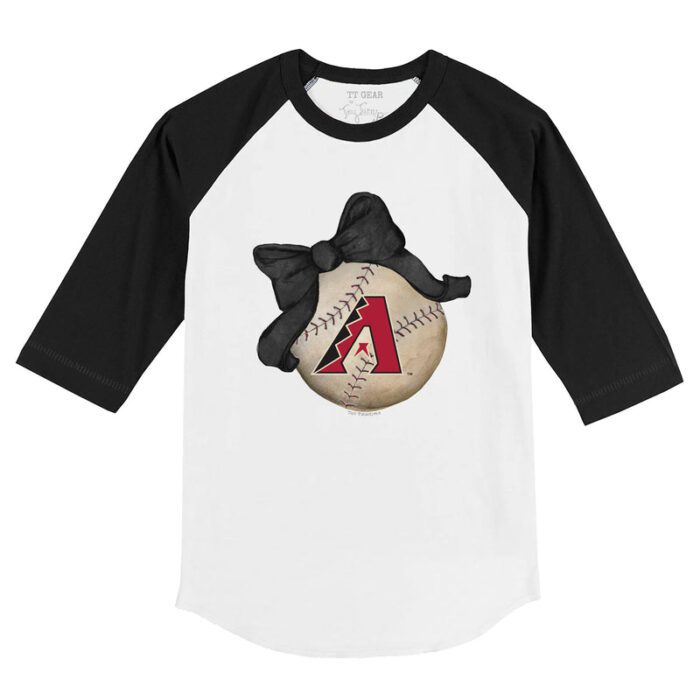 Arizona Diamondbacks Baseball Bow 3/4 Black Sleeve Raglan Shirt