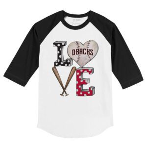 Arizona Diamondbacks Baseball LOVE 3/4 Black Sleeve Raglan Shirt