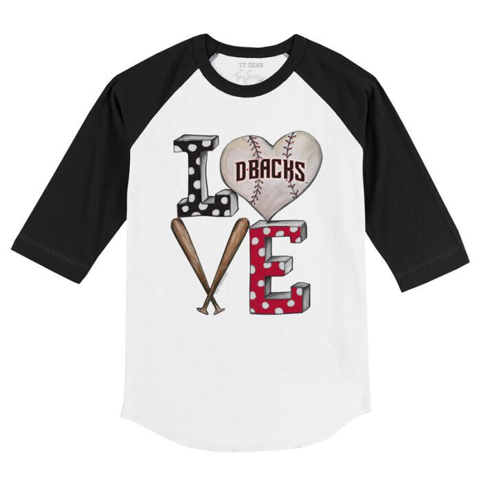 Arizona Diamondbacks Baseball LOVE 3/4 Black Sleeve Raglan Shirt