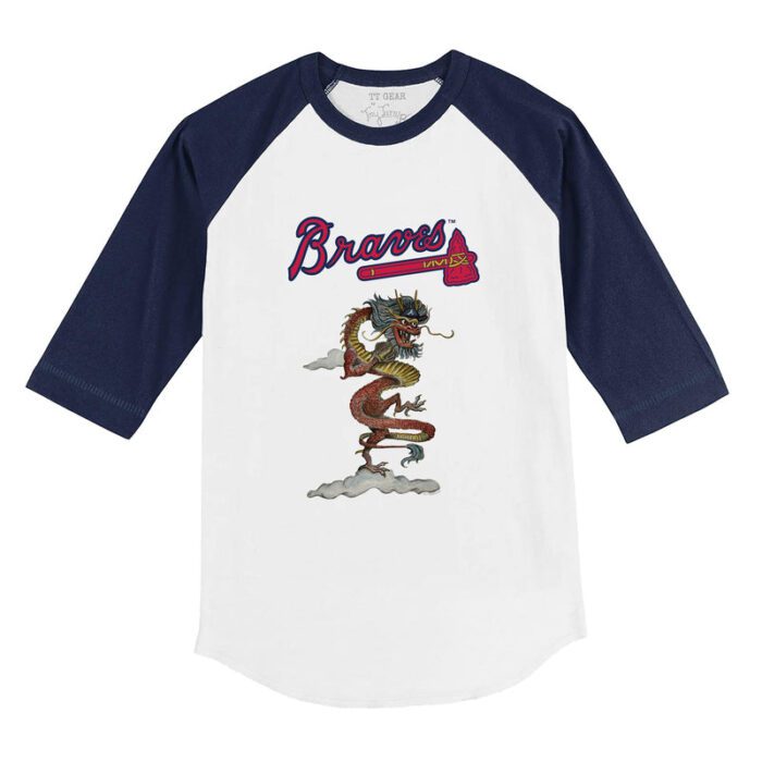 Atlanta Braves 2024 Year of the Dragon 3/4 Navy Blue Sleeve Raglan Shirt