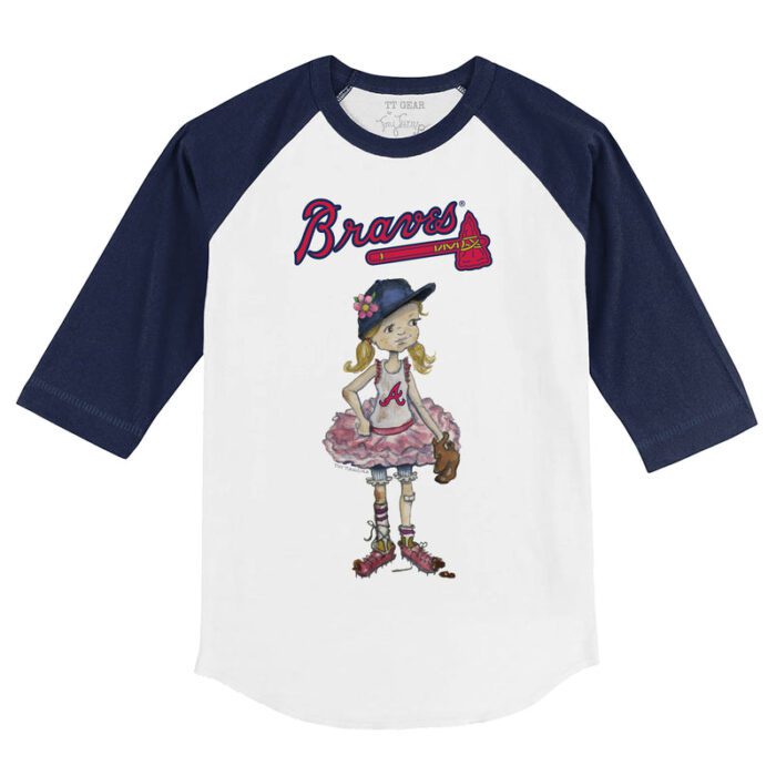 Atlanta Braves Babes 3/4 Navy Blue Sleeve Raglan Shirt