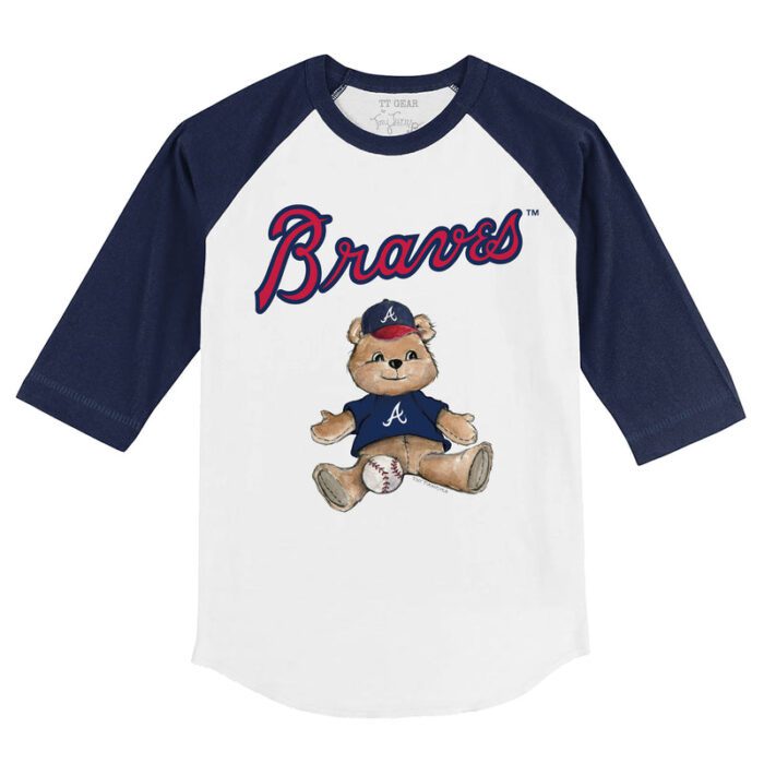 Atlanta Braves Boy Teddy 3/4 Navy Blue Sleeve Raglan Shirt