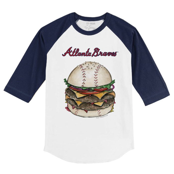 Atlanta Braves Burger 3/4 Navy Sleeve Raglan Shirt