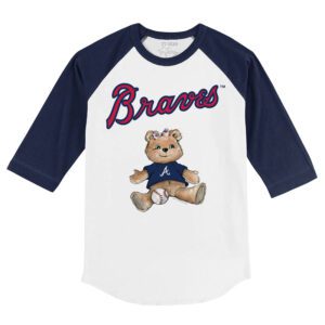 Atlanta Braves Girl Teddy 3/4 Navy Blue Sleeve Raglan Shirt