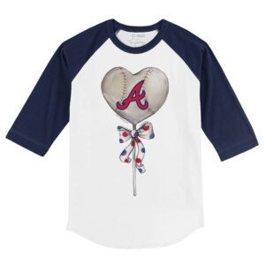 Atlanta Braves Heart Lolly 3/4 Navy Blue Sleeve Raglan Shirt