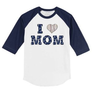 Atlanta Braves I Love Mom 3/4 Navy Blue Sleeve Raglan Shirt