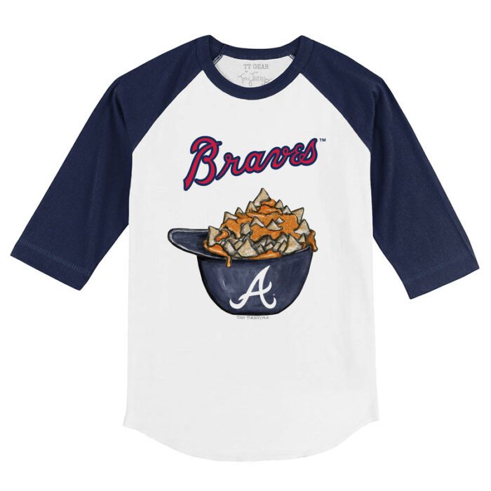Atlanta Braves Nacho Helmet 3/4 Navy Blue Sleeve Raglan Shirt