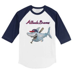 Atlanta Braves Shark 3/4 Navy Blue Sleeve Raglan Shirt