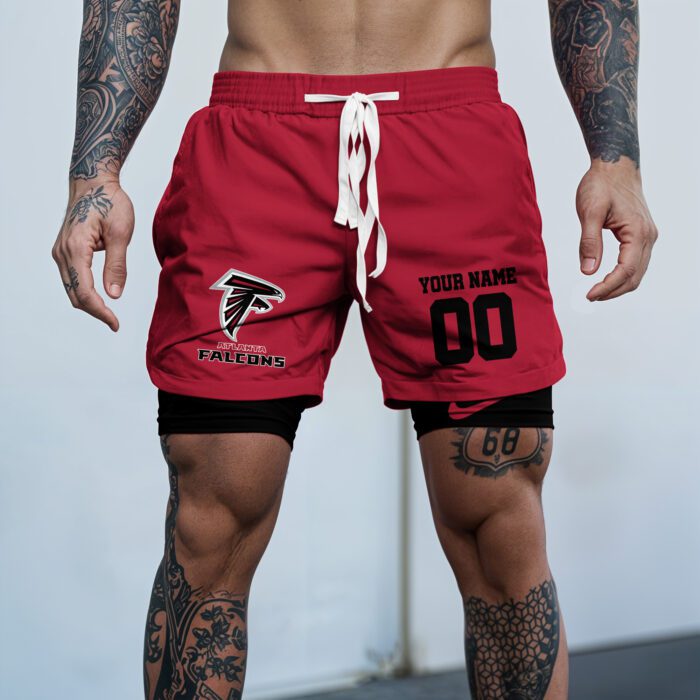 Atlanta Falcons NFL Double Layer Shorts Custom Your Name And Number WDS1034