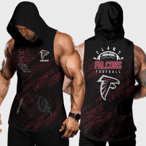 Atlanta Falcons NFL Men Workout Hoodie Tank Tops Custom Name WHT1065