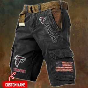 Atlanta Falcons NFL Personalized Pocket Print Cargo Shorts V2 Independence Day MCS1074