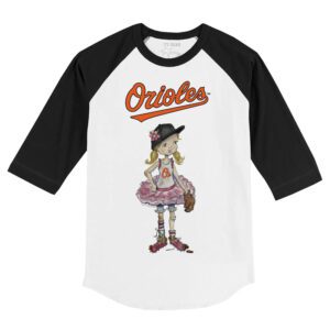 Baltimore Orioles Babes 3/4 Black Sleeve Raglan Shirt