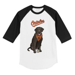 Baltimore Orioles  Black Labrador Retriever 3/4 Black Sleeve Raglan Shirt