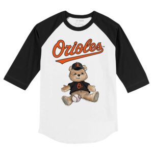 Baltimore Orioles Boy Teddy 3/4 Black Sleeve Raglan Shirt