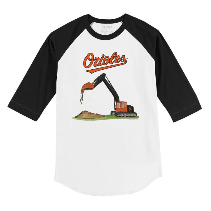 Baltimore Orioles Excavator 3/4 Black Sleeve Raglan Shirt