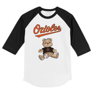 Baltimore Orioles Girl Teddy 3/4 Black Sleeve Raglan Shirt