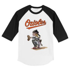 Baltimore Orioles Kate the Catcher 3/4 Black Sleeve Raglan Shirt