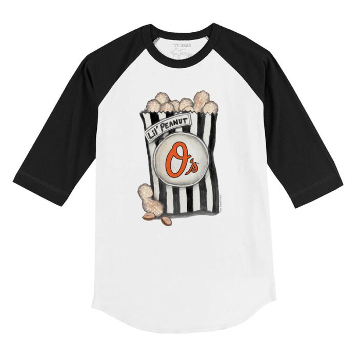 Baltimore Orioles Lil' Peanut 3/4 Black Sleeve Raglan Shirt
