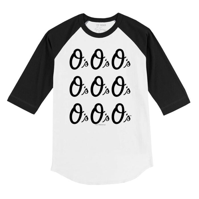 Baltimore Orioles Logo Grid 3/4 Black Sleeve Raglan Shirt