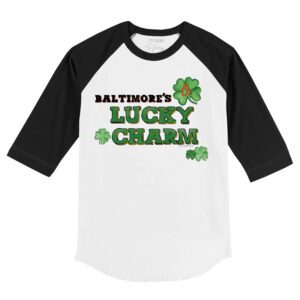 Baltimore Orioles Lucky Charm 3/4 Black Sleeve Raglan Shirt