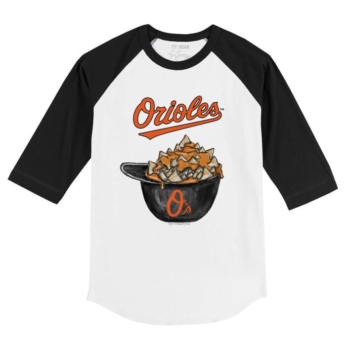 Baltimore Orioles Nacho Helmet 3/4 Black Sleeve Raglan Shirt
