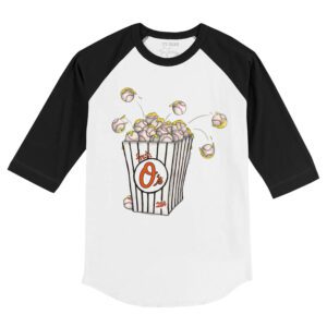 Baltimore Orioles Popcorn 3/4 Black Sleeve Raglan Shirt