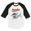 Baltimore Orioles Shark 3/4 Black Sleeve Raglan Shirt