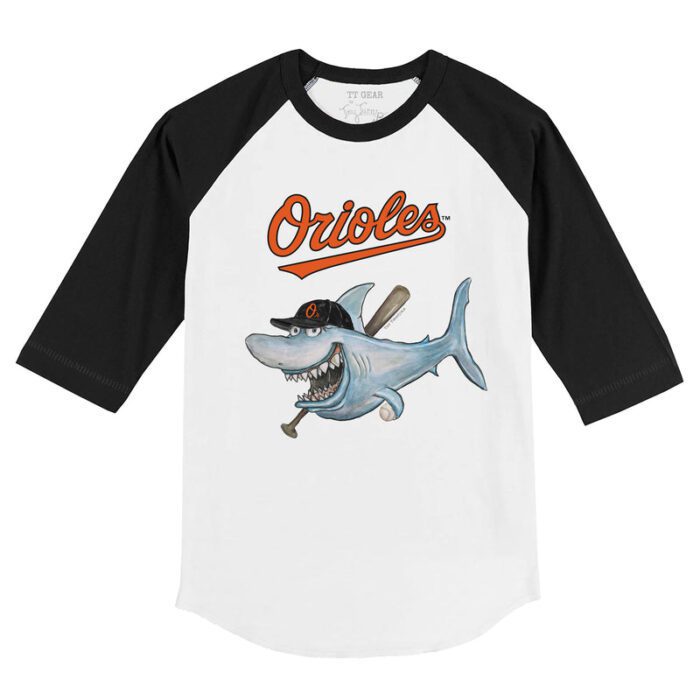 Baltimore Orioles Shark 3/4 Black Sleeve Raglan Shirt