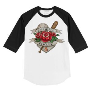 Baltimore Orioles Tattoo Rose 3/4 Black Sleeve Raglan Shirt