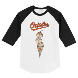 Baltimore Orioles Triple Scoop 3/4 Black Sleeve Raglan Shirt