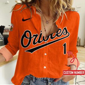 Baltimore Orioles Women Casual Shirt Linen Shirt GWS1068