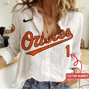 Baltimore Orioles Women Casual Shirt Linen Shirt GWS1069